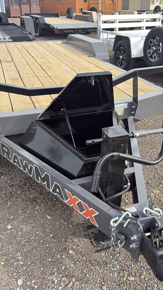 RawMaxx 83"X16' 7K Equipment/Car Hauler trailer, 5' Slide-out Channel Ramps, LED lights