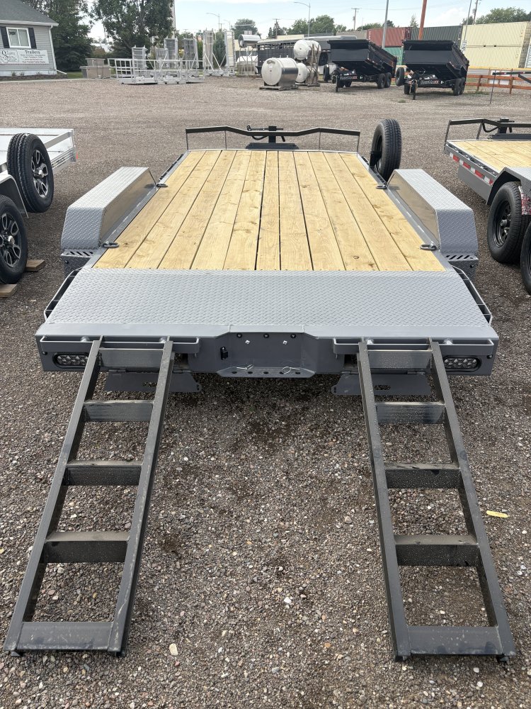 RawMaxx 83"X16' 7K Equipment/Car Hauler trailer, 5' Slide-out Channel Ramps, LED lights
