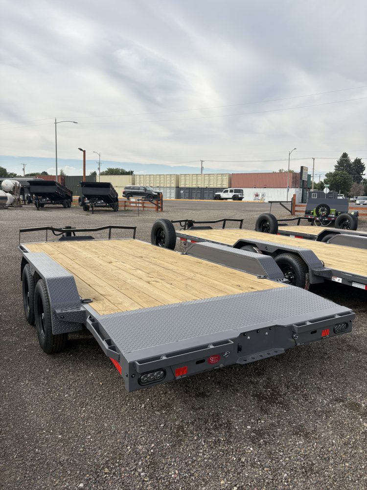 RawMaxx 83"X16' 7K Equipment/Car Hauler trailer, 5' Slide-out Channel Ramps, LED lights
