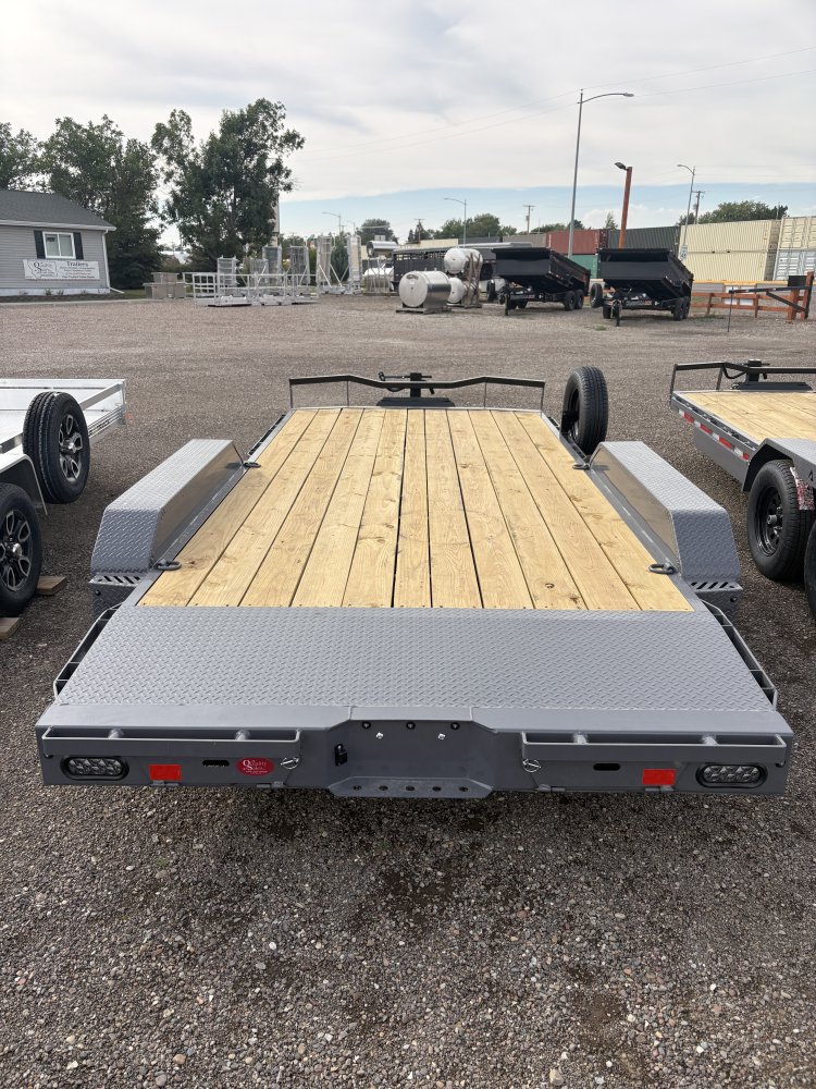RawMaxx 83"X16' 7K Equipment/Car Hauler trailer, 5' Slide-out Channel Ramps, LED lights