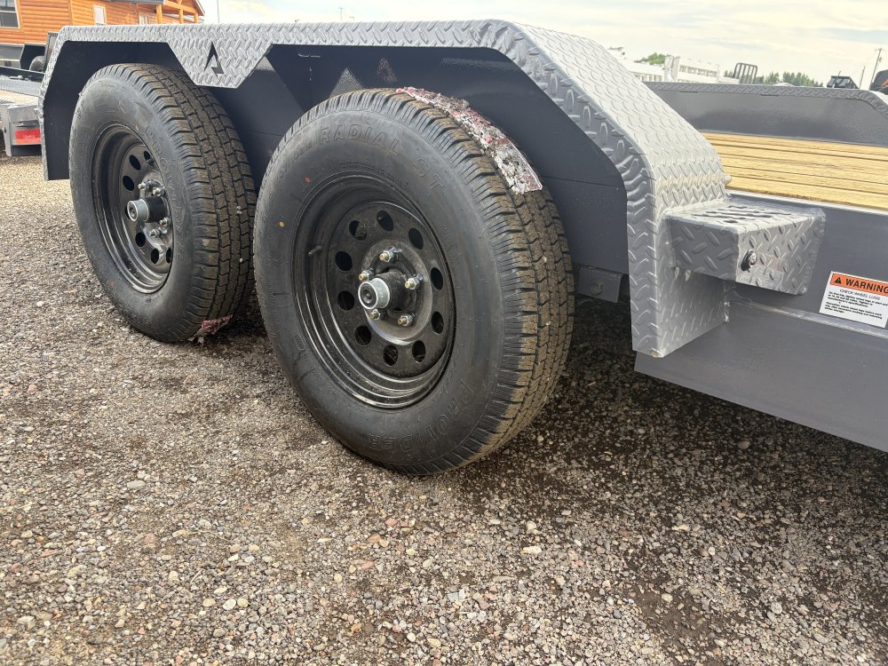 RawMaxx 83"X16' 7K Equipment/Car Hauler trailer, 5' Slide-out Channel Ramps, LED lights