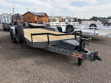 RawMaxx 83"X16' 7K Equipment/Car Hauler trailer, 5' Slide-out Channel Ramps, LED lights