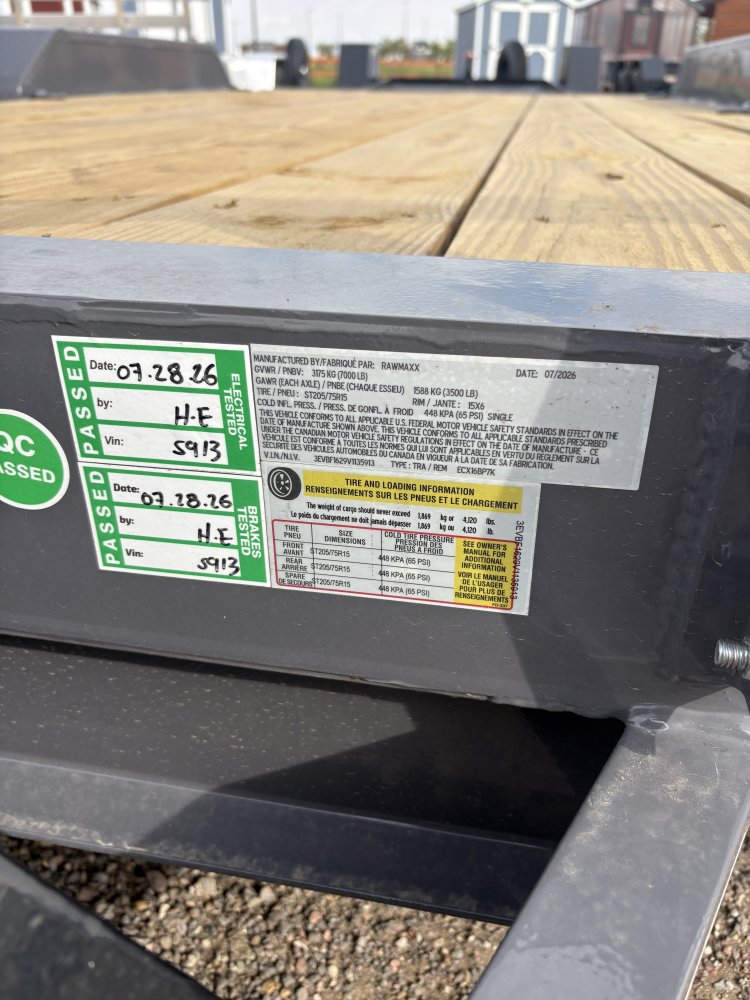 RawMaxx 83"X16' 7K Equipment/Car Hauler trailer, 5' Slide-out Channel Ramps, LED lights