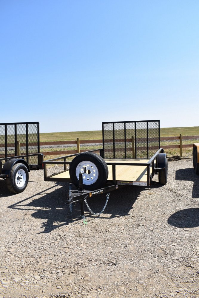 UT610TT-3K Belmont Tube Top Utility Trailer, tubular frame, spare tire, mesh fold flat ramp with spr