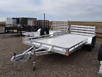Bear Track 81"X16' 7K alum utility trailer, torsion axles, extruded alum deck, bi-fold gate