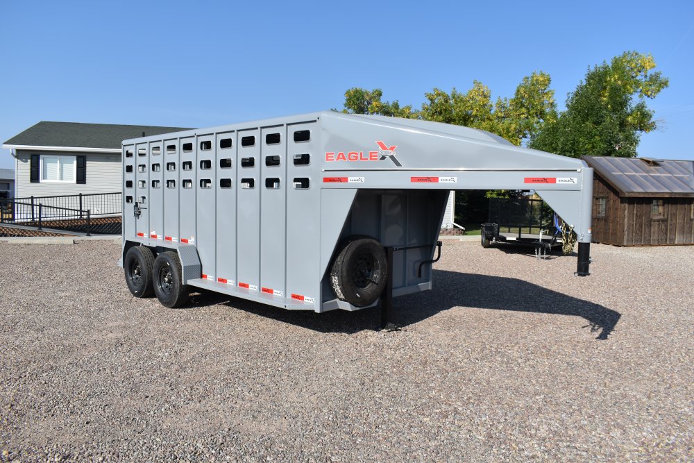 Eagle X 6'8"X16' 14K Gooseneck livestock trailer, Steel punched hole sides