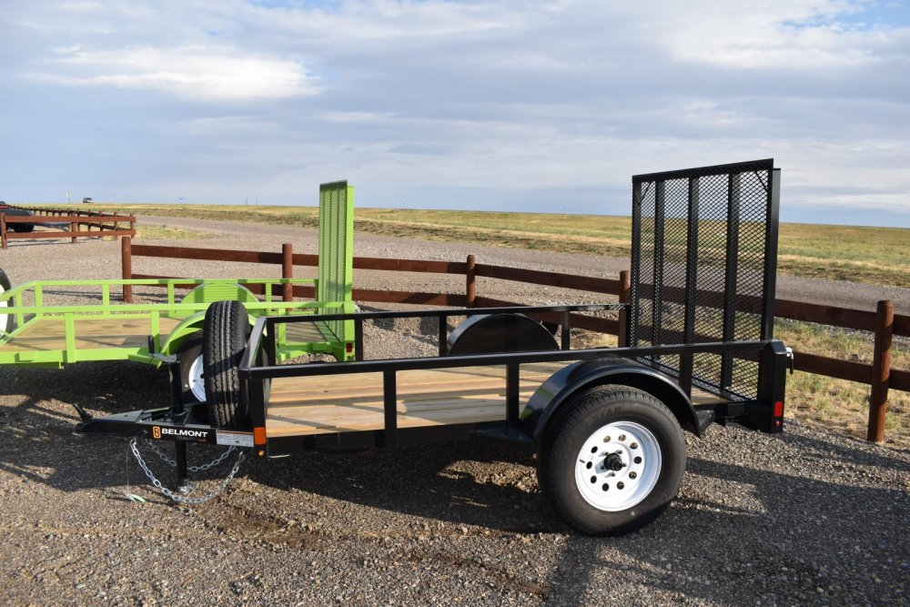 UT510TT-3K Belmont Tube Top Utility Trailer, tubular frame, spare tire, mesh fold flat ramp with spr