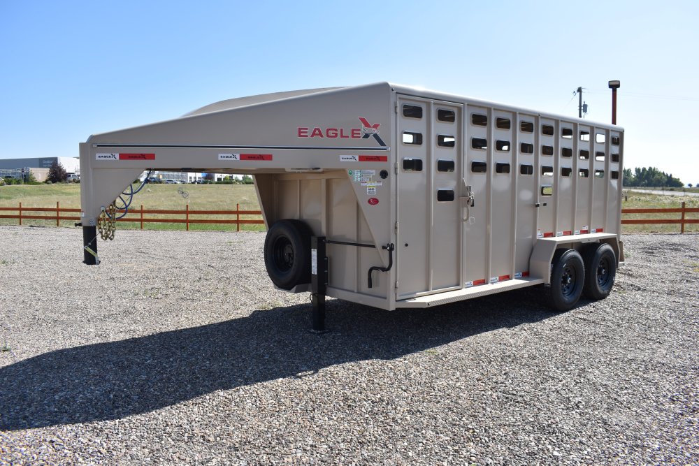 Eagle X 6'8"X16' 14K Gooseneck livestock trailer, Steel punched hole sides