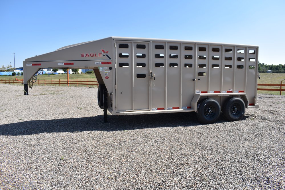 Eagle X 6'8"X16' 14K Gooseneck livestock trailer, Steel punched hole sides