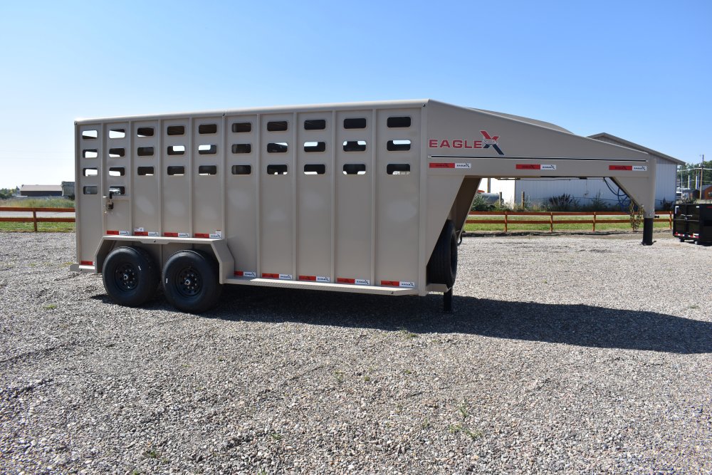 Eagle X 6'8"X16' 14K Gooseneck livestock trailer, Steel punched hole sides