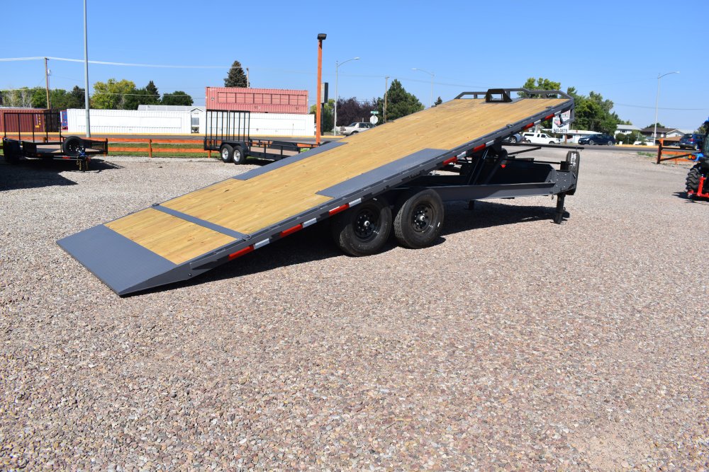 RawMaxx 102"X24' 14K bumper pull deck over tilt trailer, winch plate