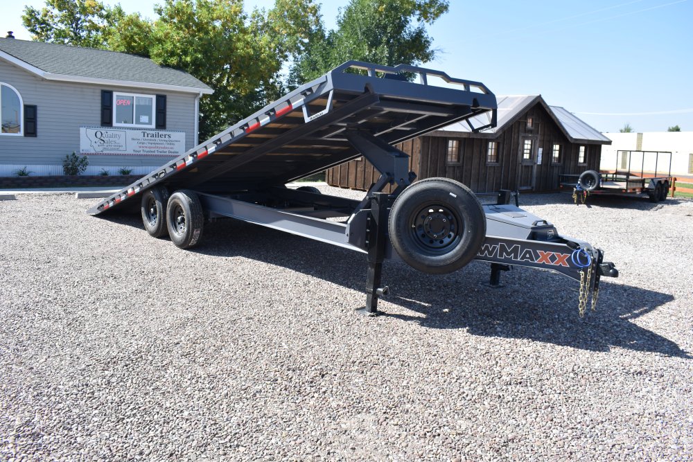 RawMaxx 102"X24' 14K bumper pull deck over tilt trailer, winch plate