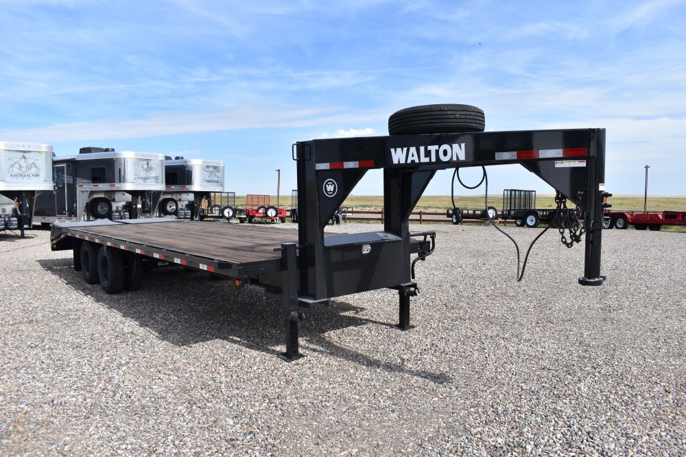 FBX210-26G 20K Walton Gooseneck trailer, 235/80R16 tires, spare tire, mud flaps, tool box, mega ramp