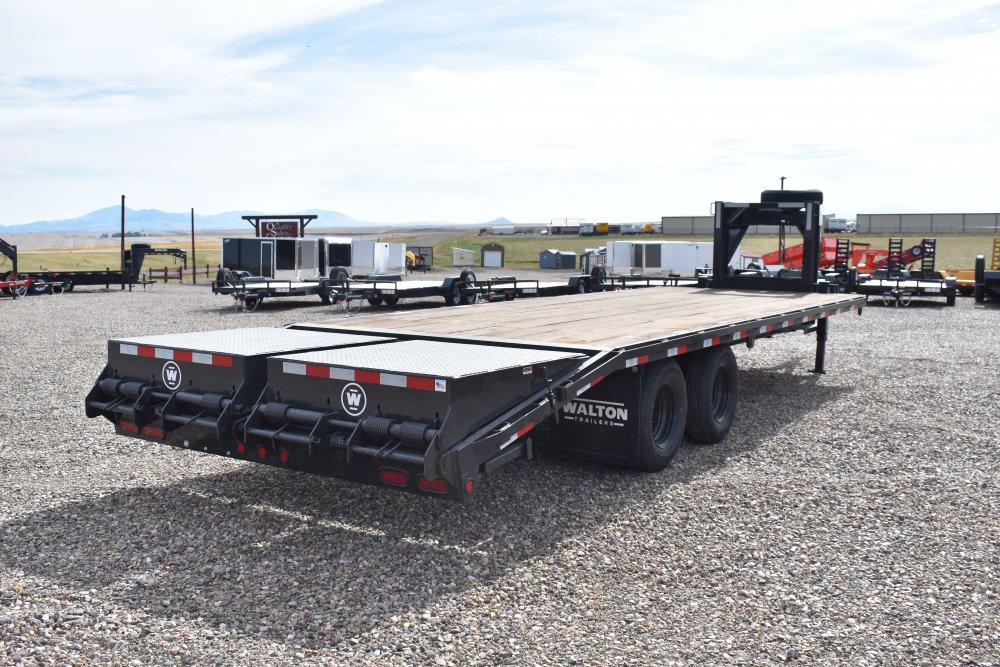 Walton FBX210-26G 20K Gooseneck trailer, 235/80R16 tires, spare tire, mud flaps, tool box, mega ramp