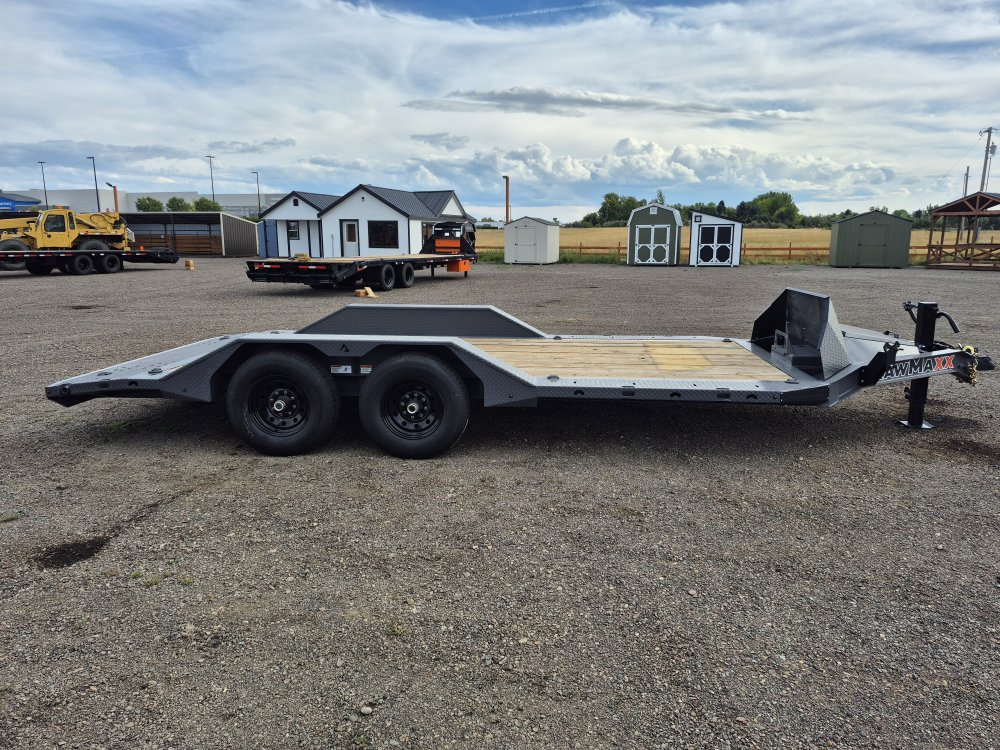 RawMaxx 8.5'X18' 10K Flatbed, Torsion Axles, 3' Dovetail w/Slide Out Ramps, Drive-Over Fenders, X Tr
