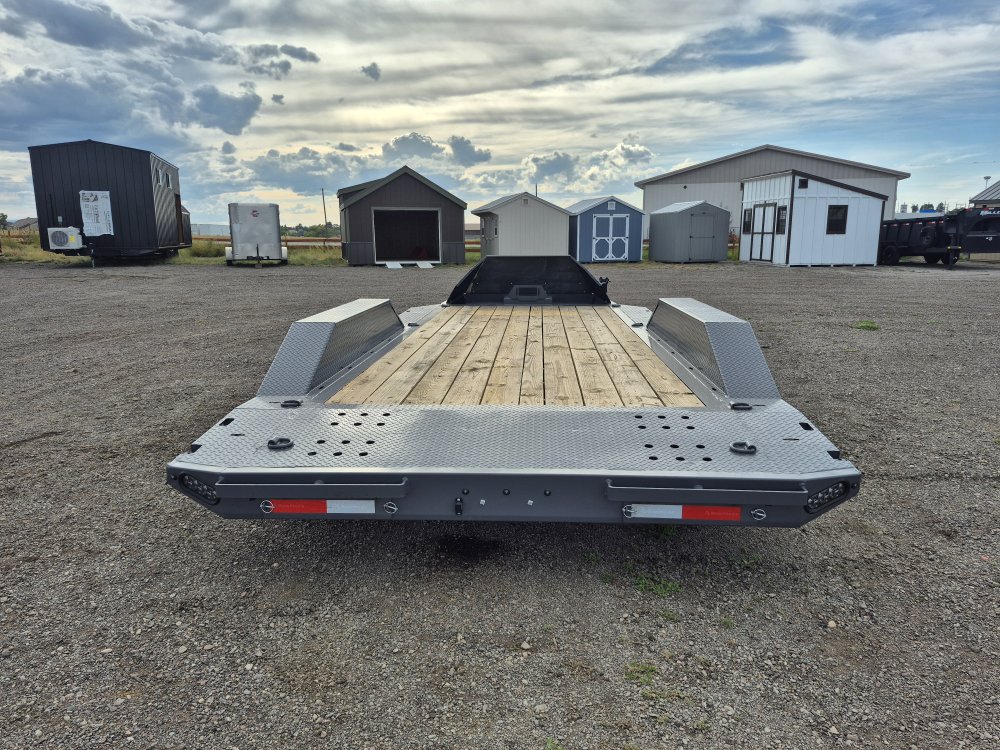 RawMaxx 8.5'X18' 10K Flatbed, Torsion Axles, 3' Dovetail w/Slide Out Ramps, Drive-Over Fenders, X Tr
