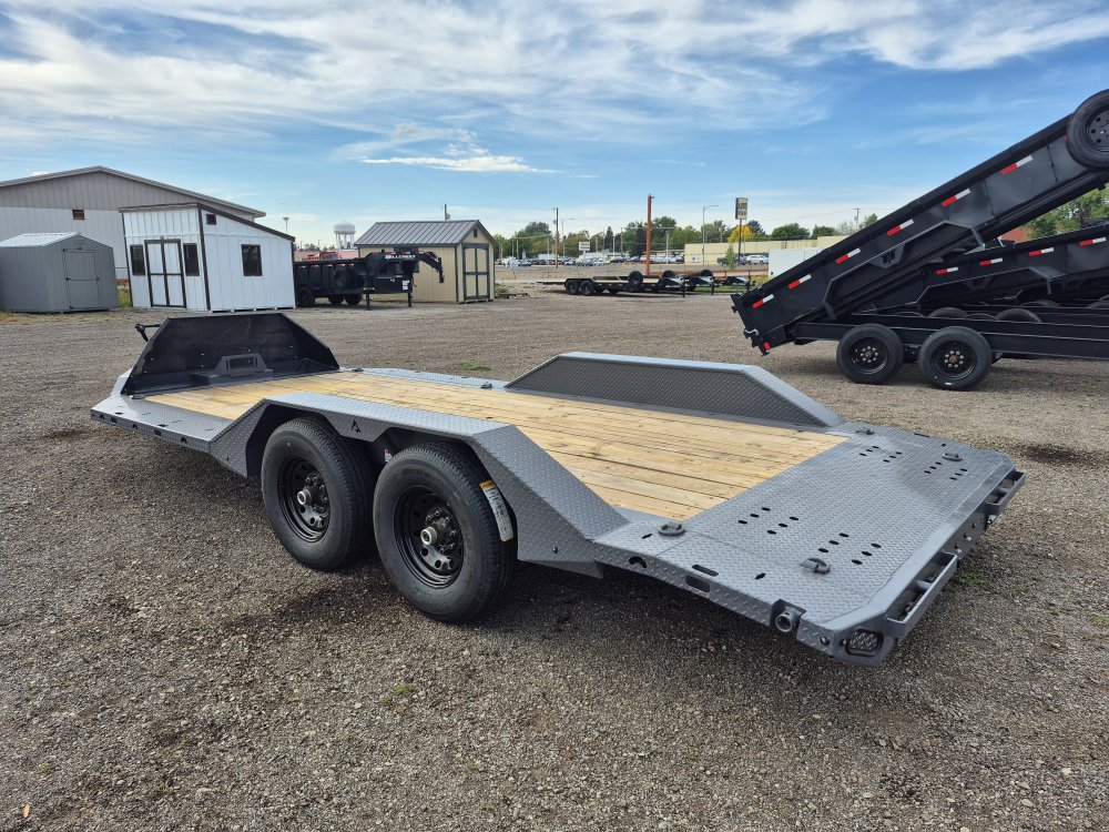 RawMaxx 8.5'X18' 10K Flatbed, Torsion Axles, 3' Dovetail w/Slide Out Ramps, Drive-Over Fenders, X Tr