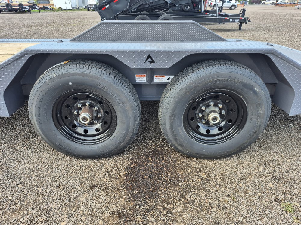 RawMaxx 8.5'X18' 10K Flatbed, Torsion Axles, 3' Dovetail w/Slide Out Ramps, Drive-Over Fenders, X Tr