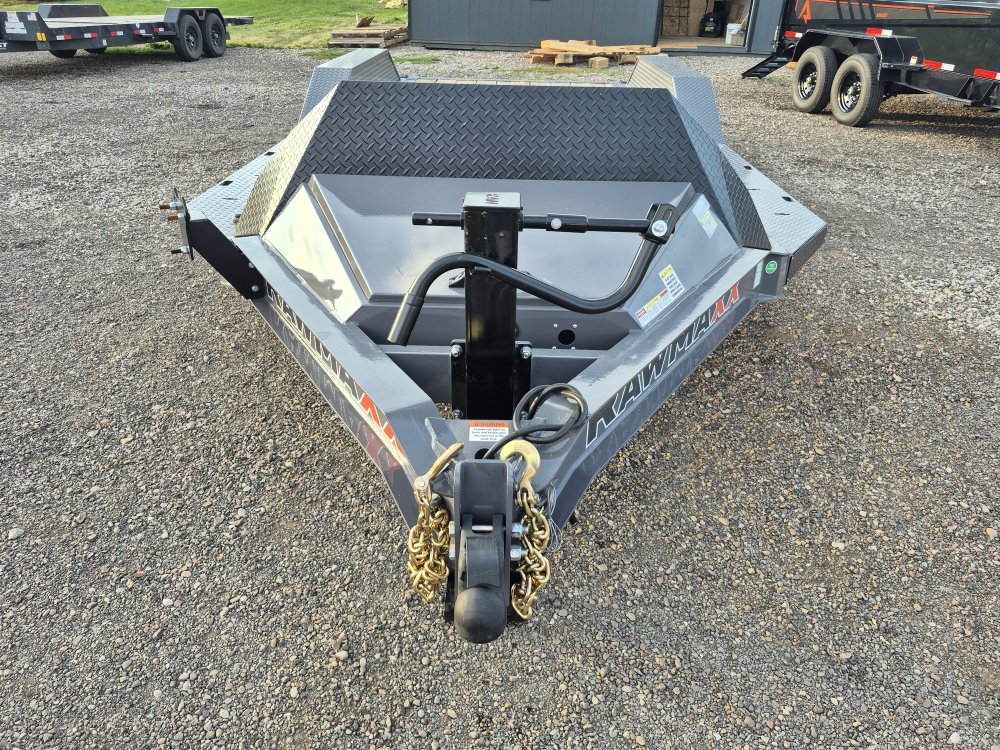 RawMaxx 8.5'X18' 10K Flatbed, Torsion Axles, 3' Dovetail w/Slide Out Ramps, Drive-Over Fenders, X Tr