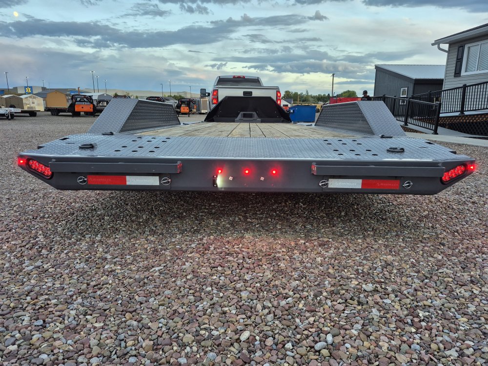 RawMaxx 8.5'X18' 10K Flatbed, Torsion Axles, 3' Dovetail w/Slide Out Ramps, Drive-Over Fenders, X Tr