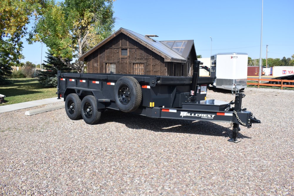 Hillcrest 7'X14' 14K bumper pull dump trailer, spreader gate, rear stabilizer stands, LED lights