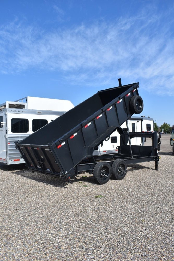 Hillcrest 7X16 16K gooseneck dump trailer, 1-pc engineered neck, 40" sides, rear stabilizer stands