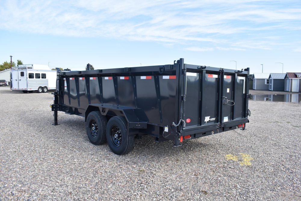 Hillcrest 7X16 16K gooseneck dump trailer, 1-pc engineered neck, 40" sides, rear stabilizer stands