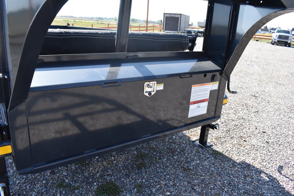 Hillcrest 7X16 14K gooseneck dump trailer, 1-pc engineered neck, 40" sides, rear stabilizer stands