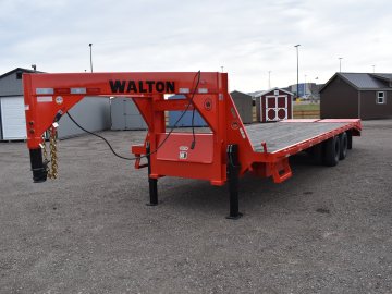 Walton FBX210-26G 20K Gooseneck trailer, 235/80R16 tires, spare tire, mud flaps, tool box, mega ramp
