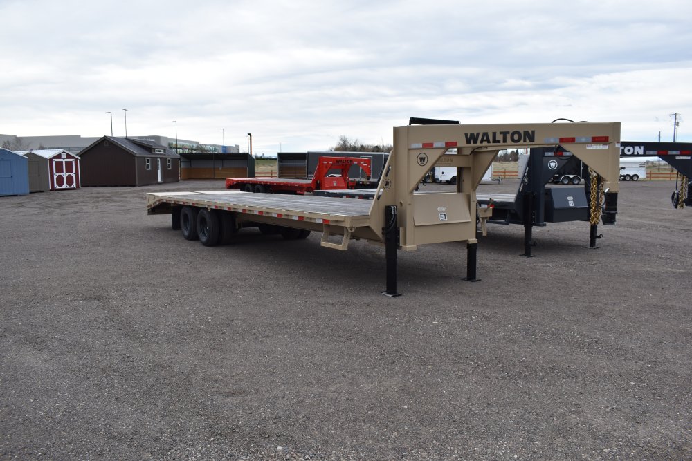 Walton FBX210-30G 25K Gooseneck trailer, 235/80R16 tires, spare tire, mud flaps, tool box, mega ramp