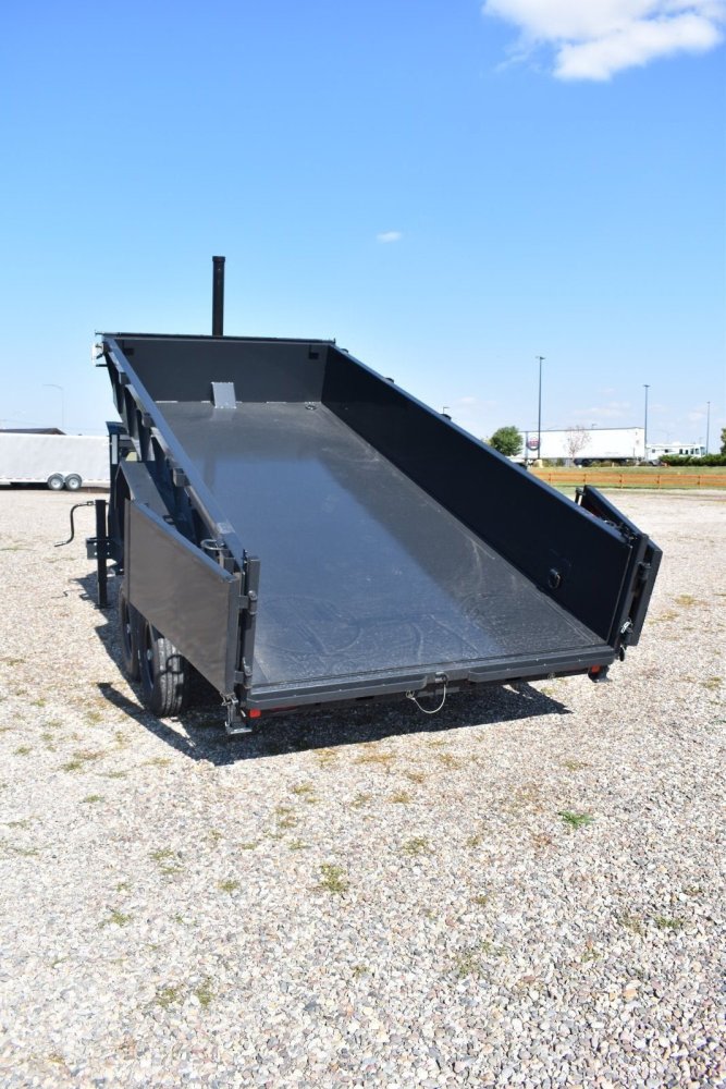 Hillcrest 7X16 16K gooseneck dump trailer, spreader gate, rear stabilizer stands, LED lights