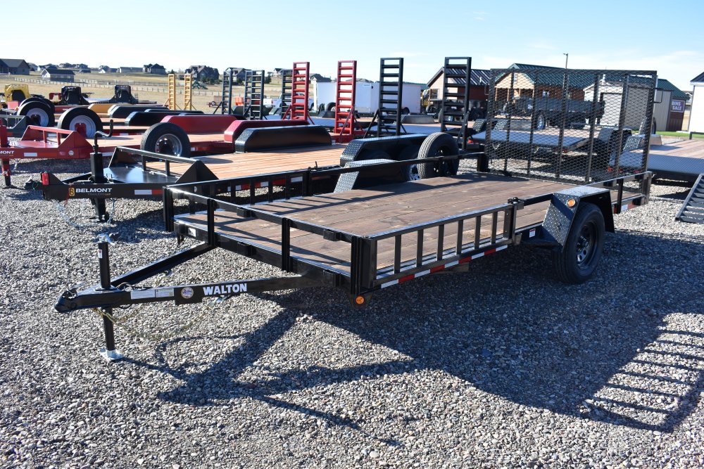 Walton UTW135-14B 81"X14' 3K Utility trailer, 205/75R15 radial tire, spare tire, side load ramps