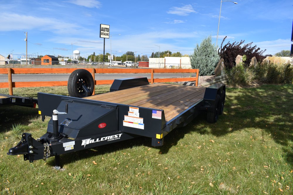 Hillcrest 82"X18' 10K bumper pull car hauler trailer, 2' dove tail, slide in ramps, LED lights