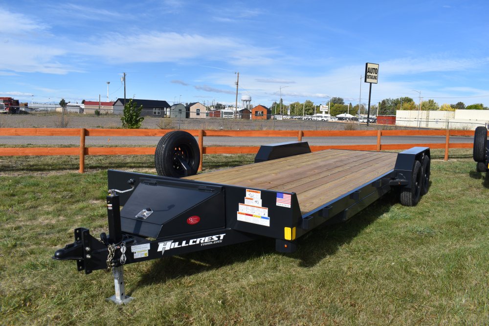 Hillcrest 82"X22' 10K bumper pull car hauler trailer, 2' dove tail, slide in ramps, LED lights
