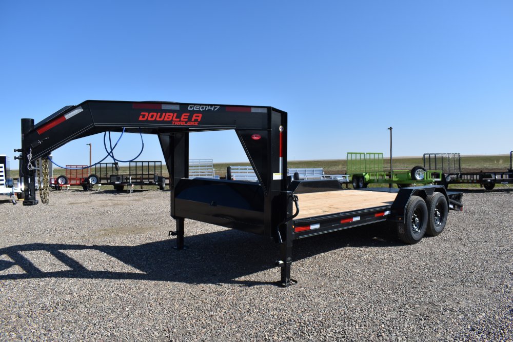 Double A 102"x20' Gooseneck Equipment Trailer, drive over fenders