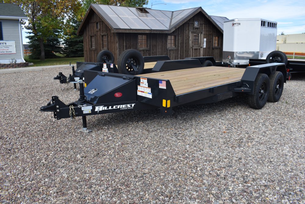 Hillcrest 82"X18' 7K bumper pull car hauler trailer, 2' dove tail, slide in ramps, LED lights