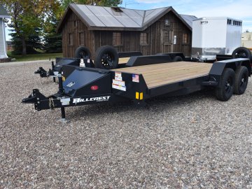 Hillcrest 82"X18' 7K bumper pull car hauler trailer, 2' dove tail, slide in ramps, LED lights