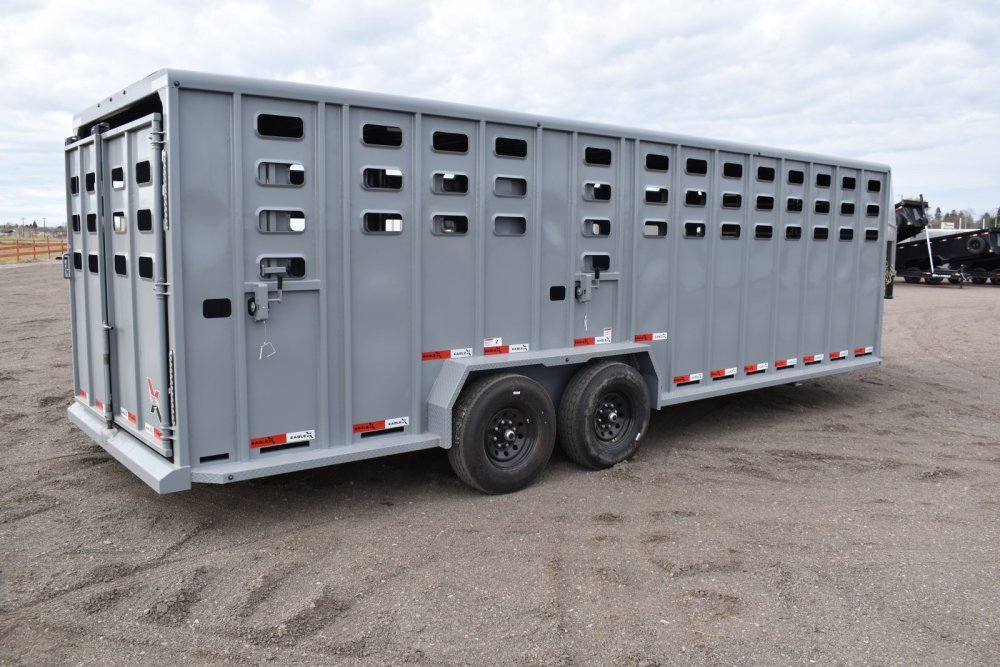 Eagle X 7x24 14K Gooseneck Livestock Trailer w/ 8K Torsion Axles, Rubber Floor & Slider Gate, Shadow