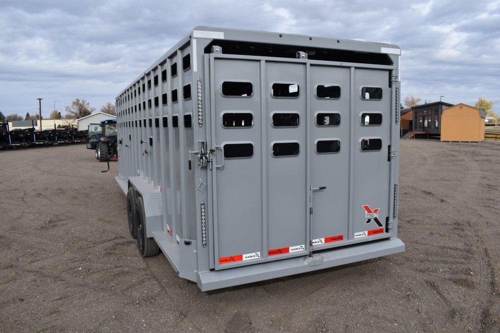 Eagle X 7x24 14K Gooseneck Livestock Trailer w/ 8K Torsion Axles, Rubber Floor & Slider Gate, Shadow