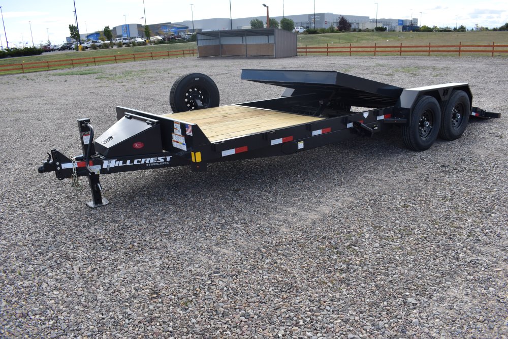 Hillcrest 82"X22' 16K bumper pull tilt deck equipment trailer, deck-16' tilt, 6' fixed, 14 ply tires