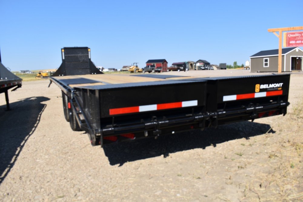 GNX25-24K (102"x25') Belmont Gooseneck Dual Wheel Deckover , spare tire, large toolbox with roll up 