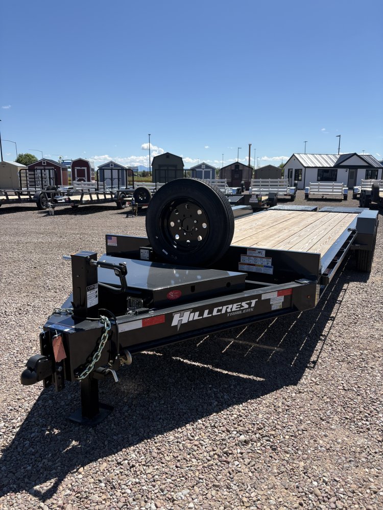 Hillcrest 83"X22' 16K bumper pull I-beam Equipment Trailer, mega ramps, dual jacks, LED lights