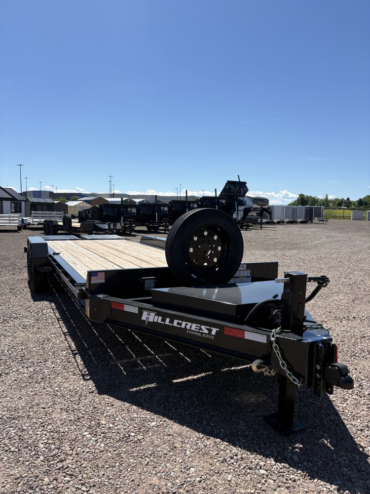 Hillcrest 83"X22' 16K bumper pull I-beam Equipment Trailer, mega ramps, dual jacks, LED lights