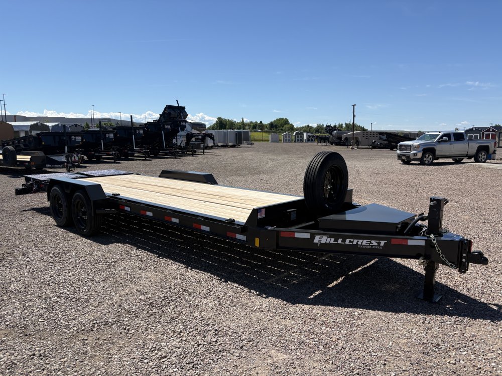 Hillcrest 83"X22' 16K bumper pull I-beam Equipment Trailer, mega ramps, dual jacks, LED lights