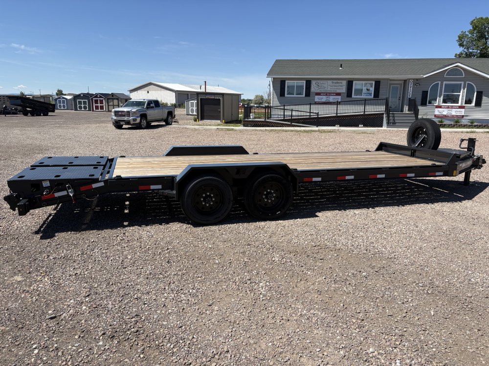 Hillcrest 83"X22' 16K bumper pull I-beam Equipment Trailer, mega ramps, dual jacks, LED lights