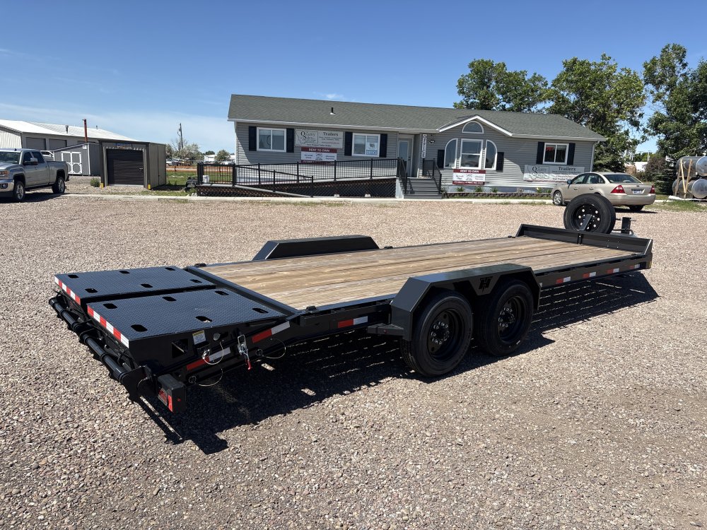 Hillcrest 83"X22' 16K bumper pull I-beam Equipment Trailer, mega ramps, dual jacks, LED lights
