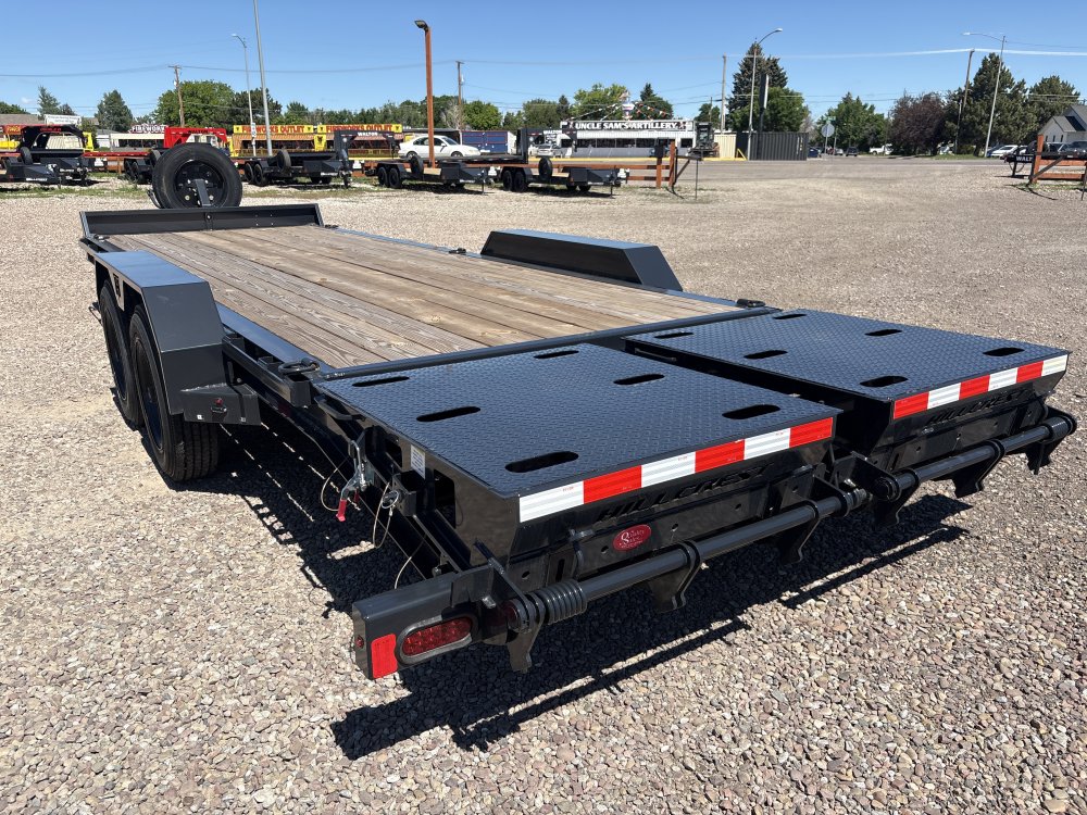 Hillcrest 83"X22' 16K bumper pull I-beam Equipment Trailer, mega ramps, dual jacks, LED lights