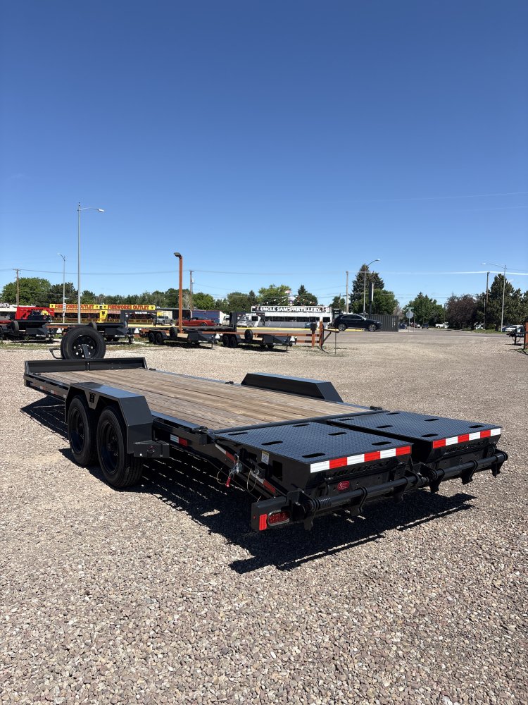 Hillcrest 83"X22' 16K bumper pull I-beam Equipment Trailer, mega ramps, dual jacks, LED lights