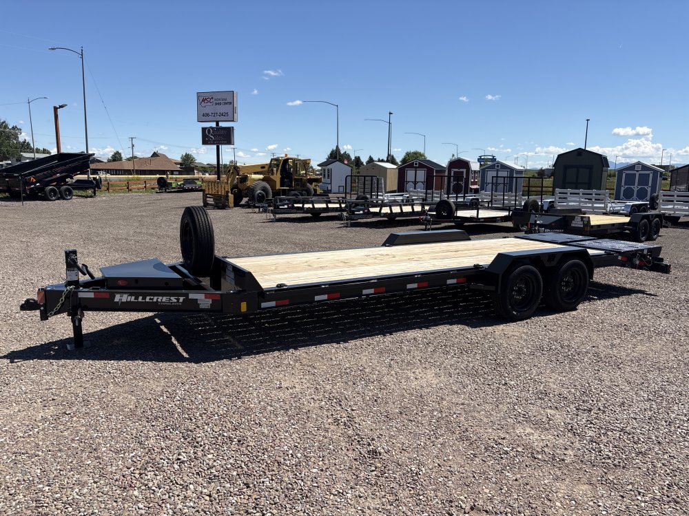 Hillcrest 83"X22' 16K bumper pull I-beam Equipment Trailer, mega ramps, dual jacks, LED lights