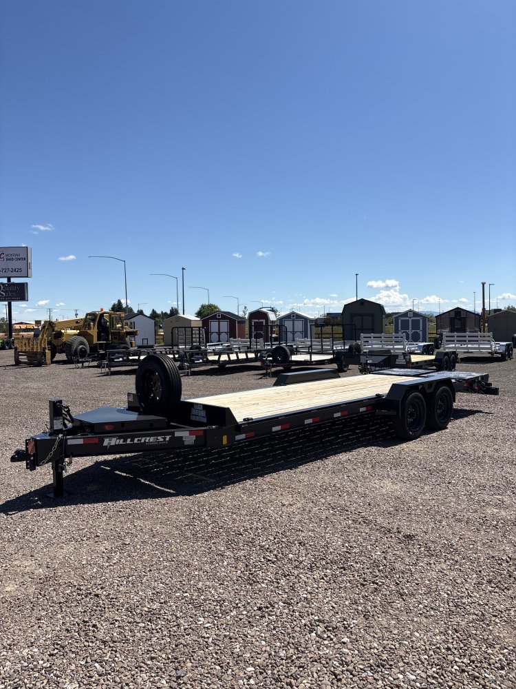 Hillcrest 83"X22' 16K bumper pull I-beam Equipment Trailer, mega ramps, dual jacks, LED lights
